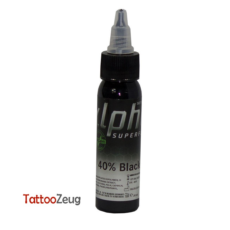 40% Black, 30ml alpha SUPERFLUID Tätowierfarbe 40% Black, 30ml alpha SUPERFLUID Tätowierfarbe