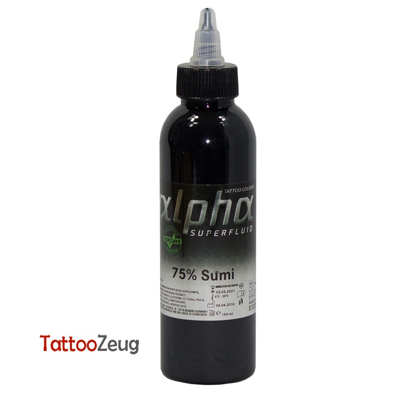 75% Sumi, 150ml alpha SUPERFLUID tattoo ink