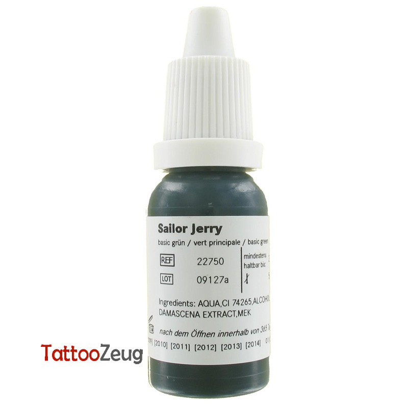 Basic Green - Sailor Jerry 10ml, traditional tattoo ink