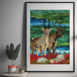 "Reindeers at Otsamo" Poster, Osa Wahn Limited Edition, 42 x 59 cm