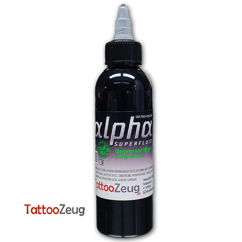 Universal Black, 150ml alpha SUPERFLUID Tätowierfarbe, TZ Edition