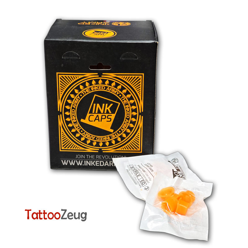 THE INKED ARMY – Sterile Silikon Farbkappen – Orange – 150 Stück (12 mm) THE INKED ARMY – Sterile Silikon Farbkappen – Orange – 150 Stück (12 mm)