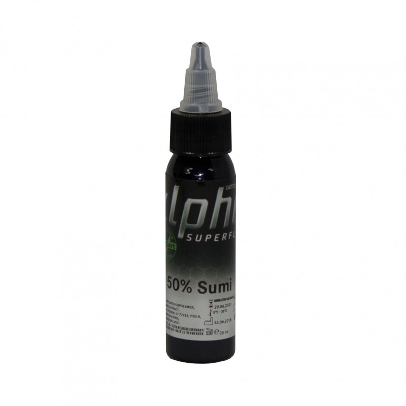 50% Sumi, 30ml alpha SUPERFLUID Tätowierfarbe 50% Sumi, 30ml alpha SUPERFLUID Tätowierfarbe