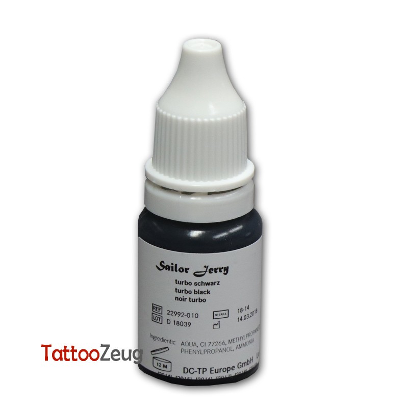 Turbo Schwarz - Sailor Jerry 10ml, traditionelle Tätowierfarbe Turbo Schwarz - Sailor Jerry 10ml, traditionelle Tätowierfarbe